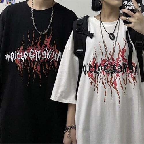 Y2k Gothic Loose Streetwear black Harajuku Letter Print women tees Summer Fashion Women Punk Short Sleeve Casual Vintage T-shirt