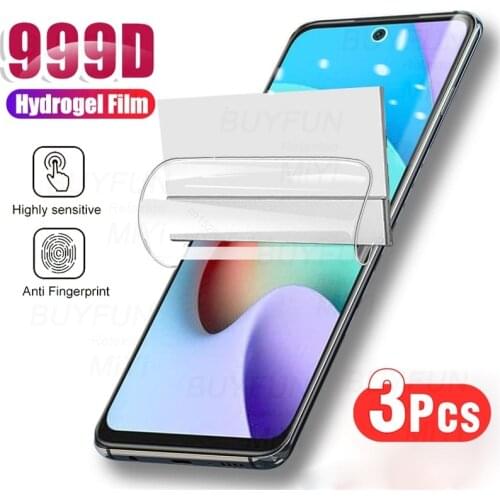 3PCS 999D Curved Soft Hydrogel Film For Xiaomi Redmi 10 Screen Protectors Not Tempered Glass On Reami Redmy 10 Redmi10 6.5inch
