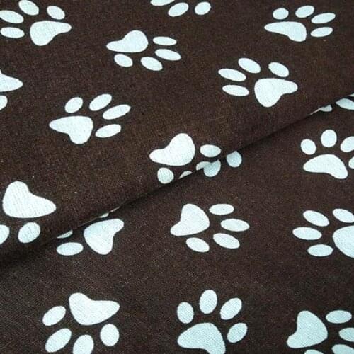 Paw Printing Coton Linen Fabric Cotton Canvas Flax fabric for Handmade DIY Quilting Crafts Cloth