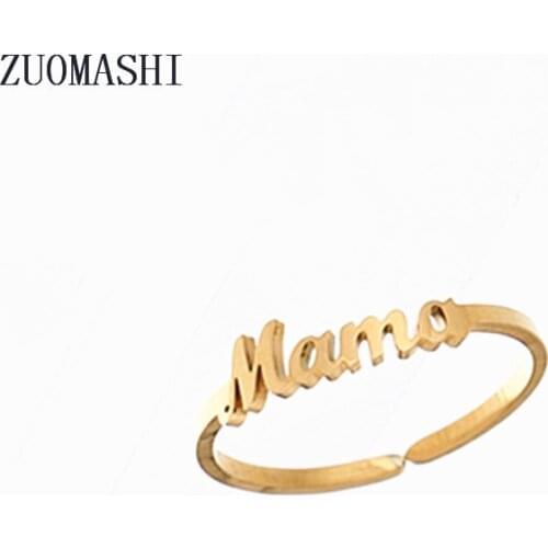 Dainty Mama Ring Custom Name Ring Adjustable Mama Letter Ring Gift For Mama Mom New Mother Christmas Gift Personalized Name Ring