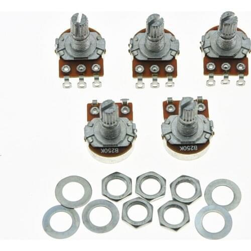 KAISH 5pcs B250K 16mm Small Base Guitar Linear Pots Short Split Shaft Potentiometers