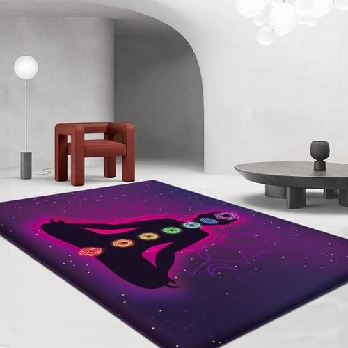 Mandala Style Rug Boho Decor Rug for Living Room and Bedroom Fashion Indian Buddha Statue Meditation 7 Chakra Flannel Rug
