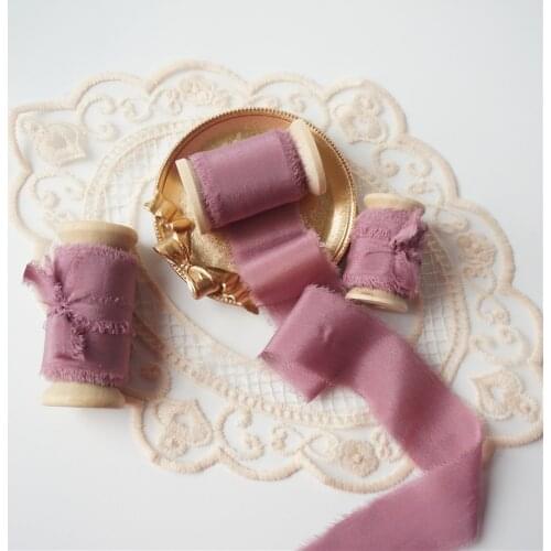 25mm 1" 100% Pure Silk Frayed Edged Ribbon Satin Silk Ribbon For Handcrafts Wedding Party Bridal Bouquet Invitations