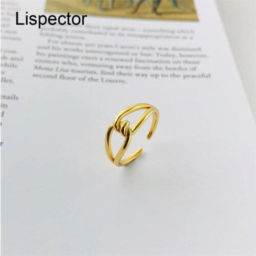 Lispector 925 Sterling Silver Korean Simple Crossed Rings for Women Geometric Slim Knotted Ring Casual Female Jewelry Gifts