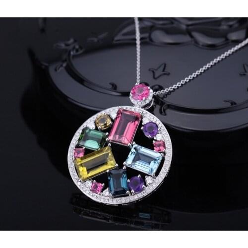MENGYI Trendy Necklace Inlaid Color Cubic Zirconia Pendant Necklace Womens Wedding Jewelry Kpop Unique Luxury Choker