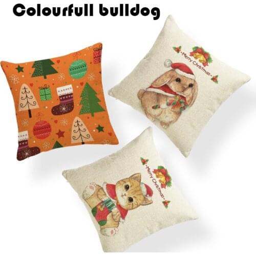 Cartoon Cute Christmas Style Pillowcase House Gift Box Sleigh Rabbit Sofa Cushion Socks Tree Santa Claus Gingerbread Man Pillow