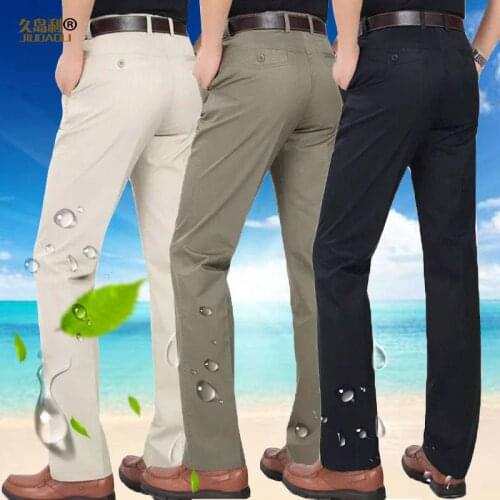2020 New Men Suit Pants Fashion Boutique Cotton Solid Khaki Official Business Dress Pants Formal Groom Wedding Dress Trousers
