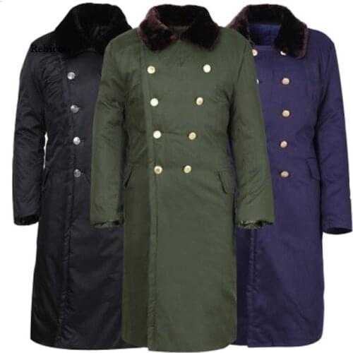 Mens Cotton Coat Winter Thickened Cold-Proof Long Army Coat Cotton Coat Cotton Coat