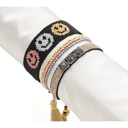 Go2boho Miyuki Bracelets Sets for Women Accessories woven Bracelet Jewelry Multilayer Hematite Beaded Pulsera Tassel Jewellery
