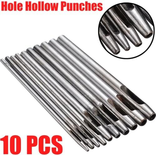 10pcs Leather Hole Punch Hollow Drilling Tools Set 0.5mm-5mm Leather Belt Punching Handicraft Watch Band Puncher Leather Craft