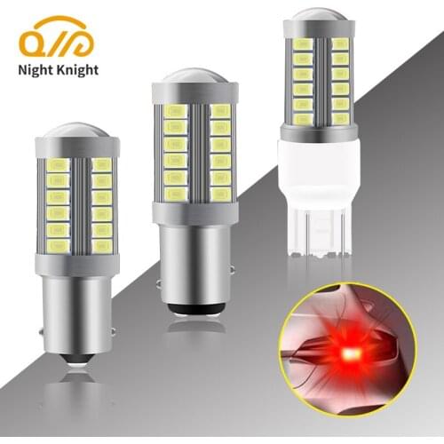 Night knight Car Motorcycle T20 1156 1157 P21W BA15S 33 LED Bulbs Brake Lamp 3Times Strobe Reverse Light Turn Signal 12V