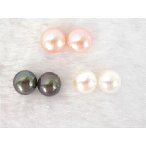 New Arrival Favorite Pearl Earrings Big 12mm White Pink Black Freshwater Pearl Earring 14k Gold Fild Stud Fine Jewelry Lady Gift
