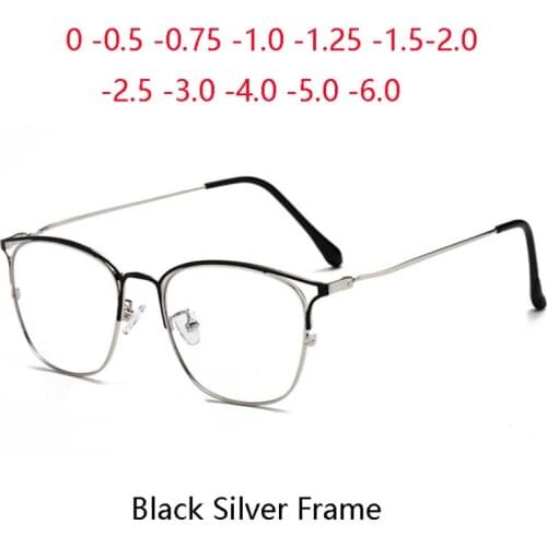 Big Frame Metal Anti Blue Light Cat Ear Prescription Glasses For The Nearsighted Chameleon Minus Spectacles 0 -0.5 -0.75 To -6.0