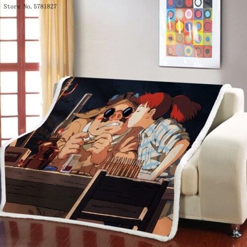 Kurenai No Buta Sherpa Blanket Porco Rosso Weighted Blanket Anime Cartoon Throw Blanket For Bedroom Home Textile Blanket