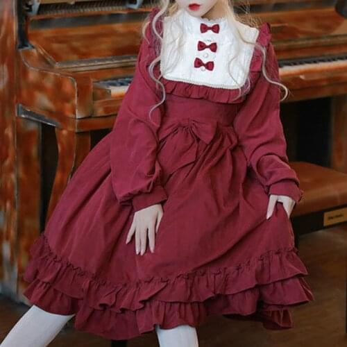 Autumn/Winter Japanese Soft Girl Sweet Lolita Dress Renaissance French Retro Gentle Fairy Cute Courtly Style Girly Maid Dress