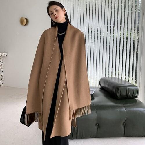 Autumn new wool coat womens coat scarf collar fashion style padded jacket