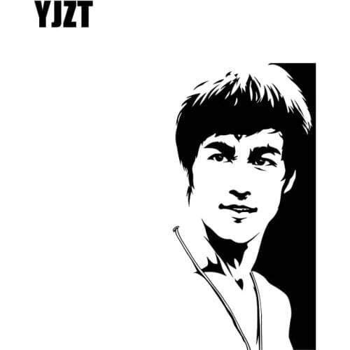 YJZT 8.2CM*16.4CM Film Actor Bruce Lee Vinyl Decal Car Sticker Black/Silver C3-0055