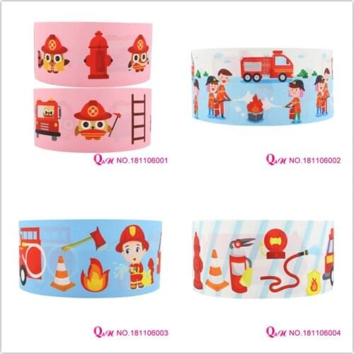 Q&N ribbon 16mm 22mm 25mm 38mm 50mm 75mm firefighting printed grosgrain ribbon webbing 50yards/roll for headband