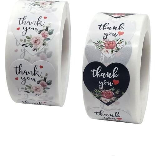 Roll Wholesale Floral Heart-shaped Thanks To Baking Wedding Decoration Stickers Event Decor Festival Birthday Party Decorations