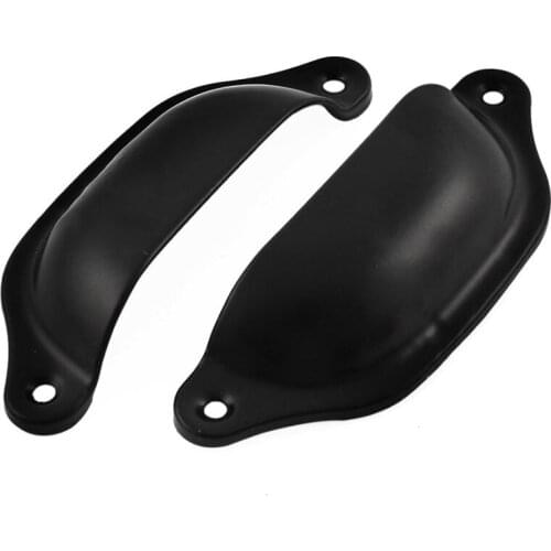 Drawer Cabinet Door Vintage Style Metal Pull Knob Handles Black 2Pcs