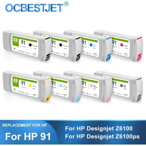 [Third Party Brand] For HP 91 Replacement Ink Cartridge Compatible For HP Designjet Z6100 Z6100ps Printer (8 Colors Available)