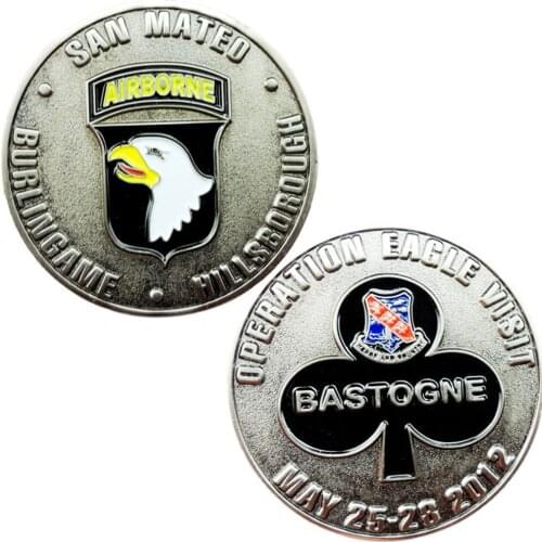 US 101ST AIRBORNE EAGLE BURLINGAME SAN METEO HILLSBOROUGH BASTOGNE CHALLENGE COMMEMORATIVE COIN