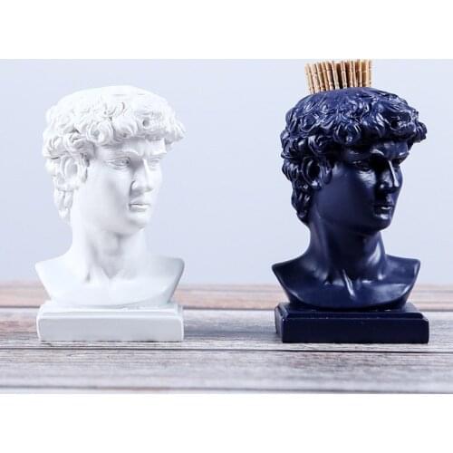 European style David statue resin toothpick holder creative pen holder storage box fashion desktop decoration cotton swab holder