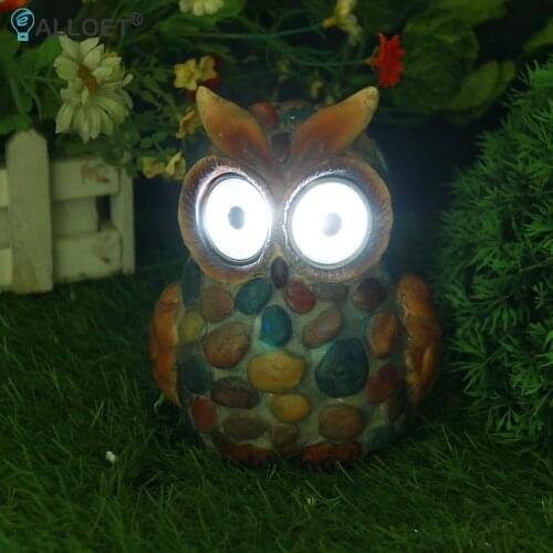 LED Solar Light Resin Owl Craft Waterproof Outdoor Garden Lawn Stakes Lamps Yard Art for Home Villa Landscape Garden Decoration