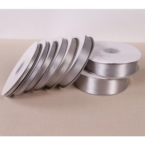 Light Grey 0.6-4cm 100 Yards/roll Encryption Single Face Polyester Satin Ribbon Wedding Crafts Christmas Gift Wrap Handmade DIY