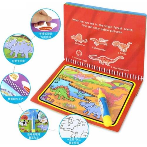 Magic Water Drawing Book Reusable Drawing Board For Kids Early Education Coloring Book Doodle Pen Cartoon Painting Toys