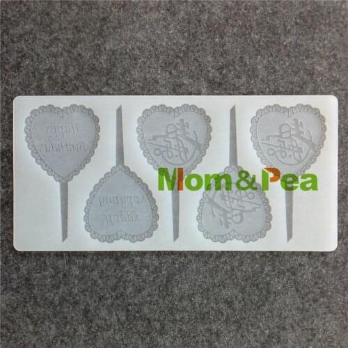 Mom&Pea CX097 High Quality Lollipop Heart Shaped Silicone Mold Chocolate mold Cake Decoration
