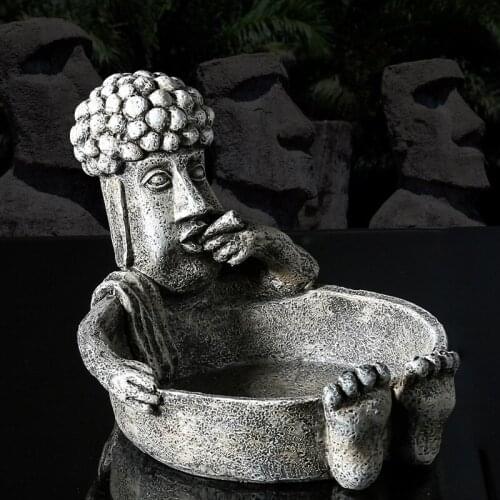 Funny Retro Stone Man Take A Bath And Cigarette In Mouth Sentiment Ashtray