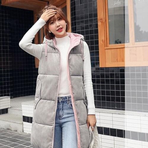 Winter Cotton coat women Sleeveless Medium long Thick jacket Hooded Parka Casual 2020 New ladies Overcoat