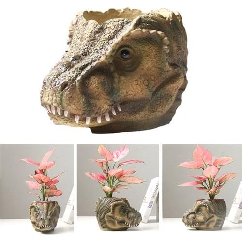 Resin Animal Dinosaur Figurine Flower Pot Home Garden Decoration for Indoor Outdoor Crafts Ornaments TN88