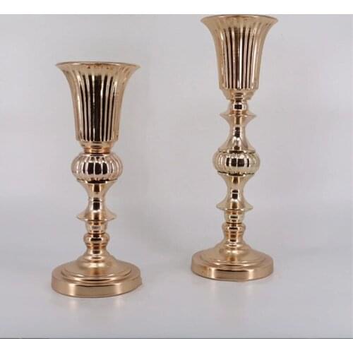 Gold Tabletop Vase Metal Flower Road Lead Wedding Table Centerpiece Flowers Vases For Marriage And Home Decoration 2 Size