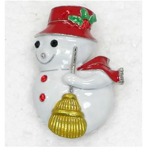 12pcs/lot Wholesale Fashion Brooch Rhinestone Enamel Snowman Pin brooches Christmas Gift C101215