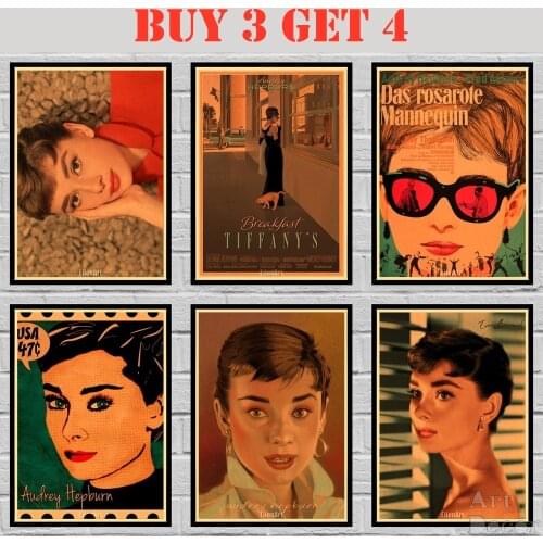 29 Designs Audrey Hepburn Kraftpaper Poster Alternative Abstract Art Painting Funny Wall Sticker 42X30cm