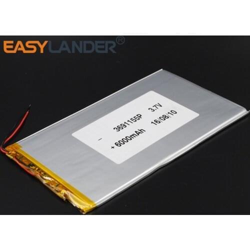 3691155 3.7V 6000mAh Rechargeable li Polymer Battery For Power Bank 9" 10" Tablet PC Speaker MID electronics 3590155