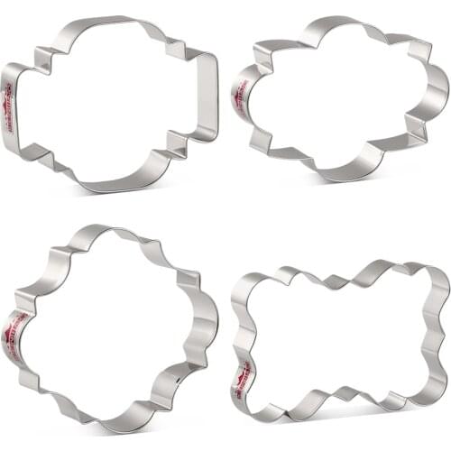 KENIAO Plaque Frame Cookie Cutter Set for Wedding - 4 Piece - Biscuit Fondant Bread Pancake Molds - Stainless Steel - by Janka