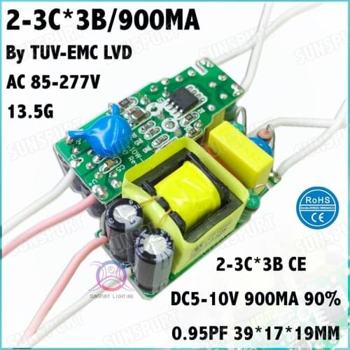 5Pcs By CE High PFC 10WCOB AC85-277V LED Driver 2-3Cx3B 900MA DC5-11V Constant Current LED Power For LED Bulb Lamp Free Shipping