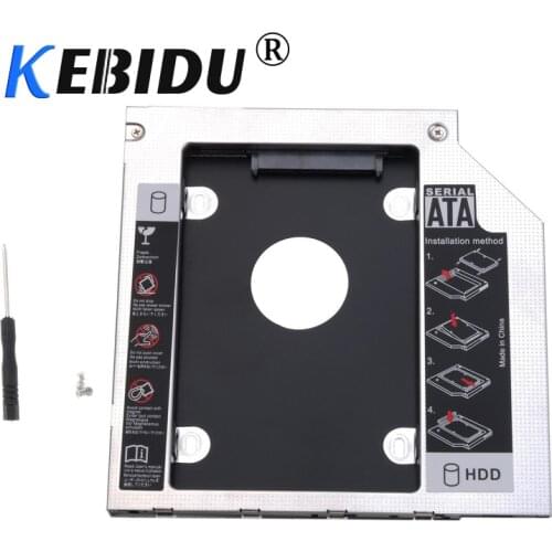 Kebidu 9.5mm 12.7mm Aluminum 2nd Second hdd Caddy 9.5mm SATA 3.0 Optibay 2.5'' SSD DVD CD-ROM Enclosure Adapter Hard Disk Drive