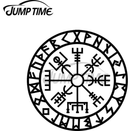 JumpTime 13 x 13cm For Vegvisir Futhark Runes Navigator Vikings Vinyl Car Stickers Scratch-proof Window Trunk Vehicle Decal