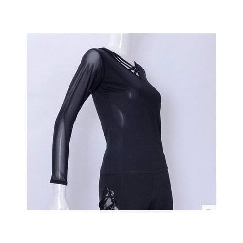 Ballroom dancing back and forth collar cross cord long sleeve blouse T14034 practice