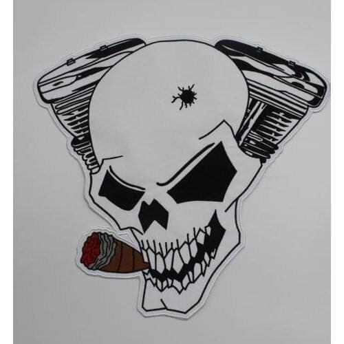 Large Embroidery Patches for Jacket Back Motorcycle Biker Skull Cigar Engine