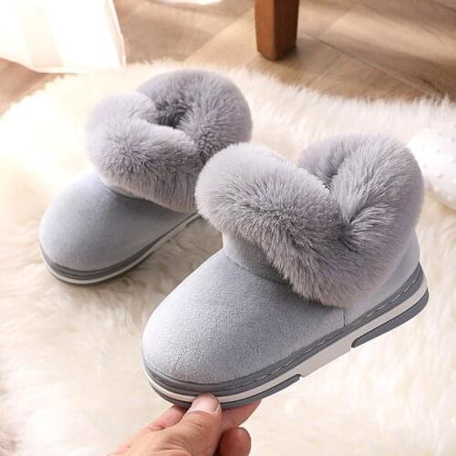 MudiPanda Childrens Boots For Girls Thick Cotton Kids Snow Boots Cute Sweet Warm Sequined Fabric With Soft Fur Baby Boots