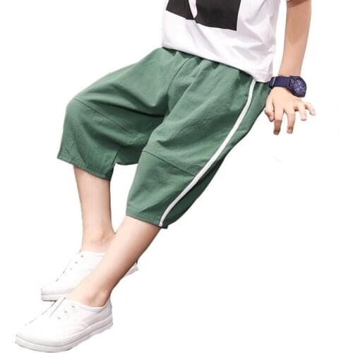 Kids trousers big boy high quality cotton short pants children summer thin beach pants baby boys loosen sports clothes 3-13T
