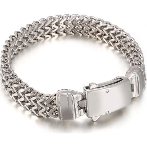 Jewels Store 11mm Punk Woven Simple Hand Chain Mens 316L Stainless Steel Bracelet Jewelry For Man JS76937-BD