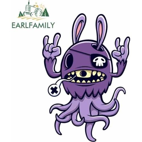 EARLFAMILY 13cm x 9.1cm For Octopus With Rabbit Trunk Car Decal Windshield Car Stickers Scratch-Proof Skateboard Decor