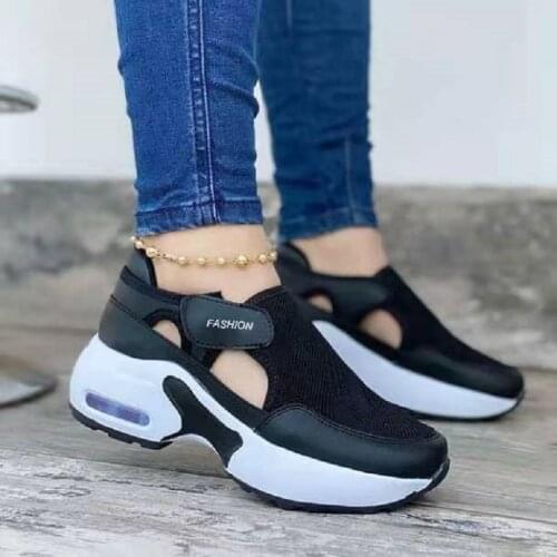 Women Fashion Vulcanized Sneakers Platform Solid Color Flats Casual Breathable Wedges Walking Sneakers