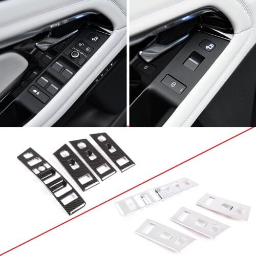 LHD For Range Rover Evoque 2020 Carbon Fiber Window Lift Switch Buttons Frame Cover Trim Car Styling